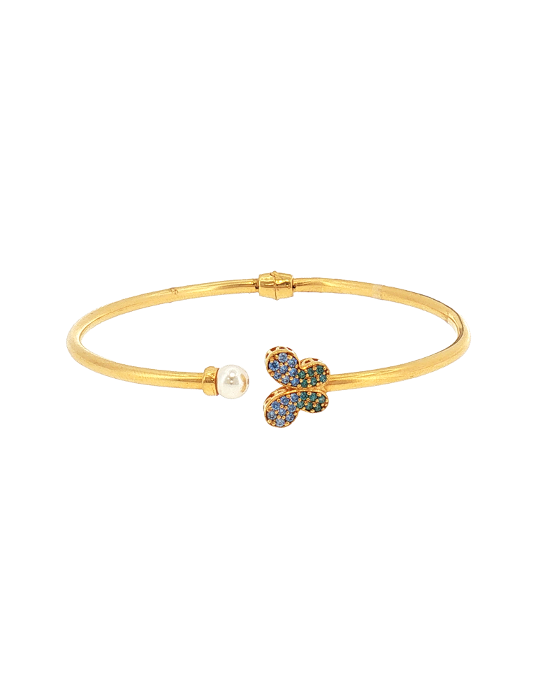 Open Cuff Butterfly Bracelet - 22 Kt