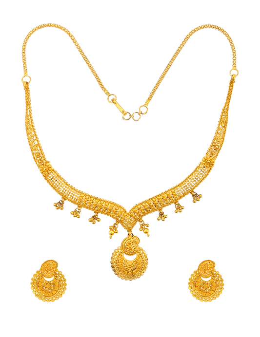 Ambi Jhankar Gold Necklace Set -  22 Karat