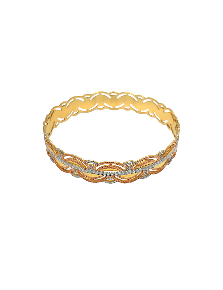 Gold Two Tone Bangle 22 Karat Set Of 2