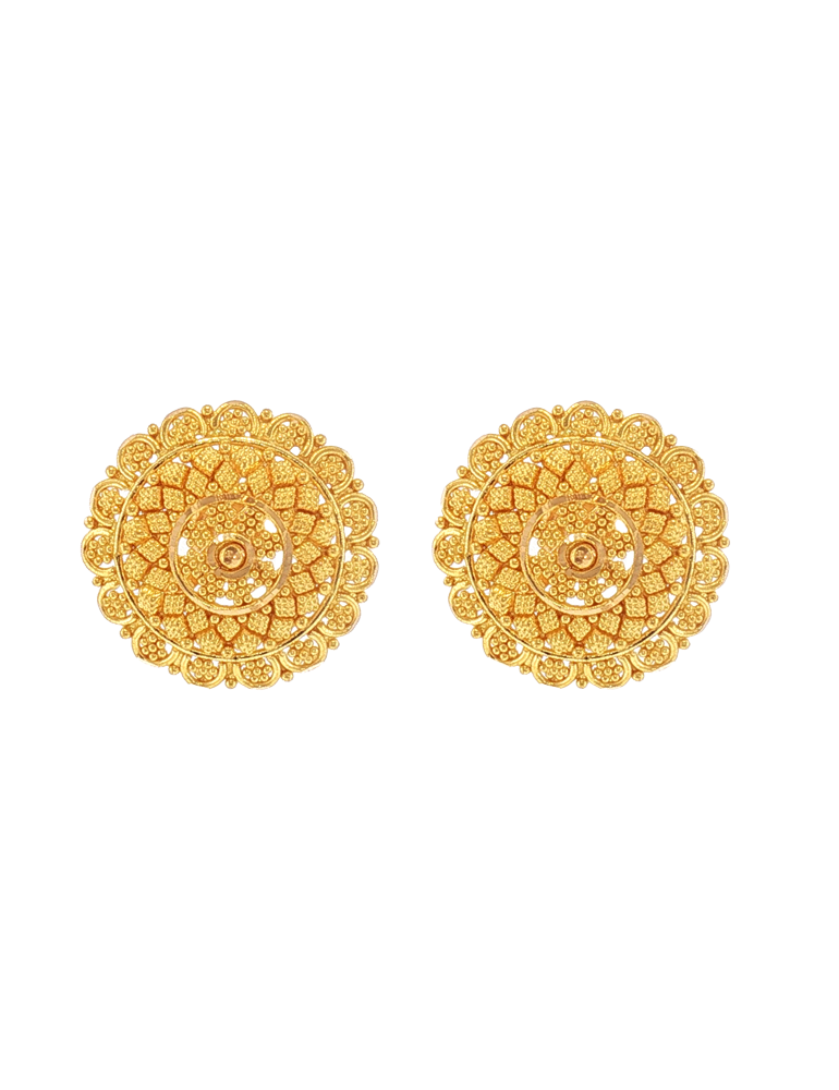 Surya Mandala Gold Earrings - 22 karat