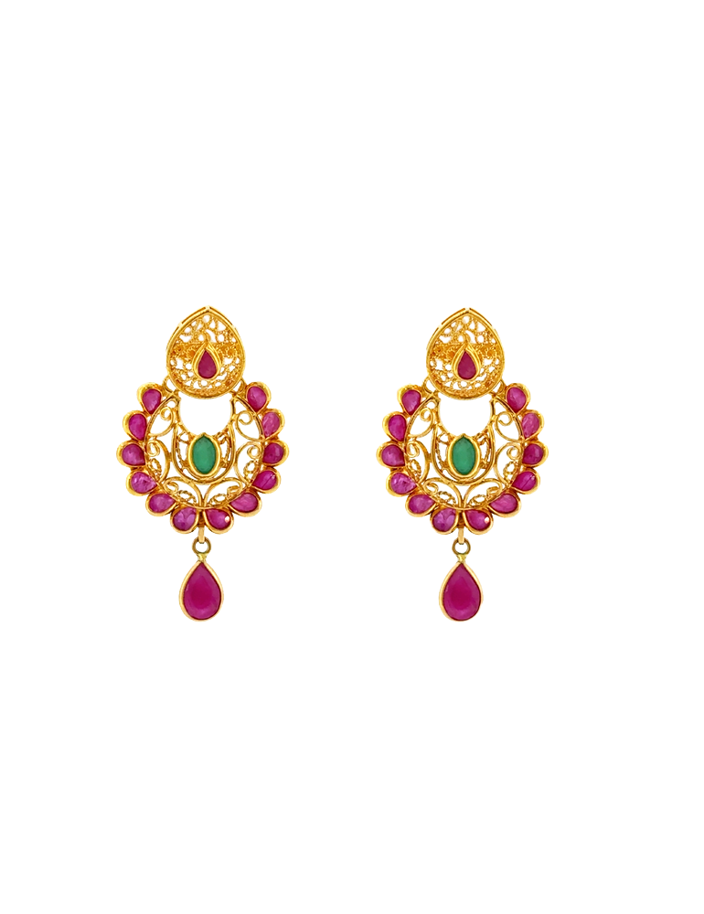 Maharani Paisley Necklace Set - 22 Kt