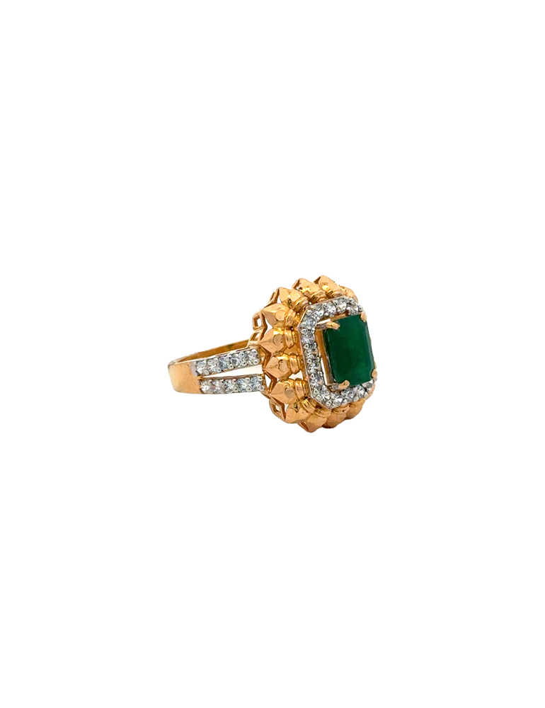 Marakata Blossom Gold Ring - 22 Karat