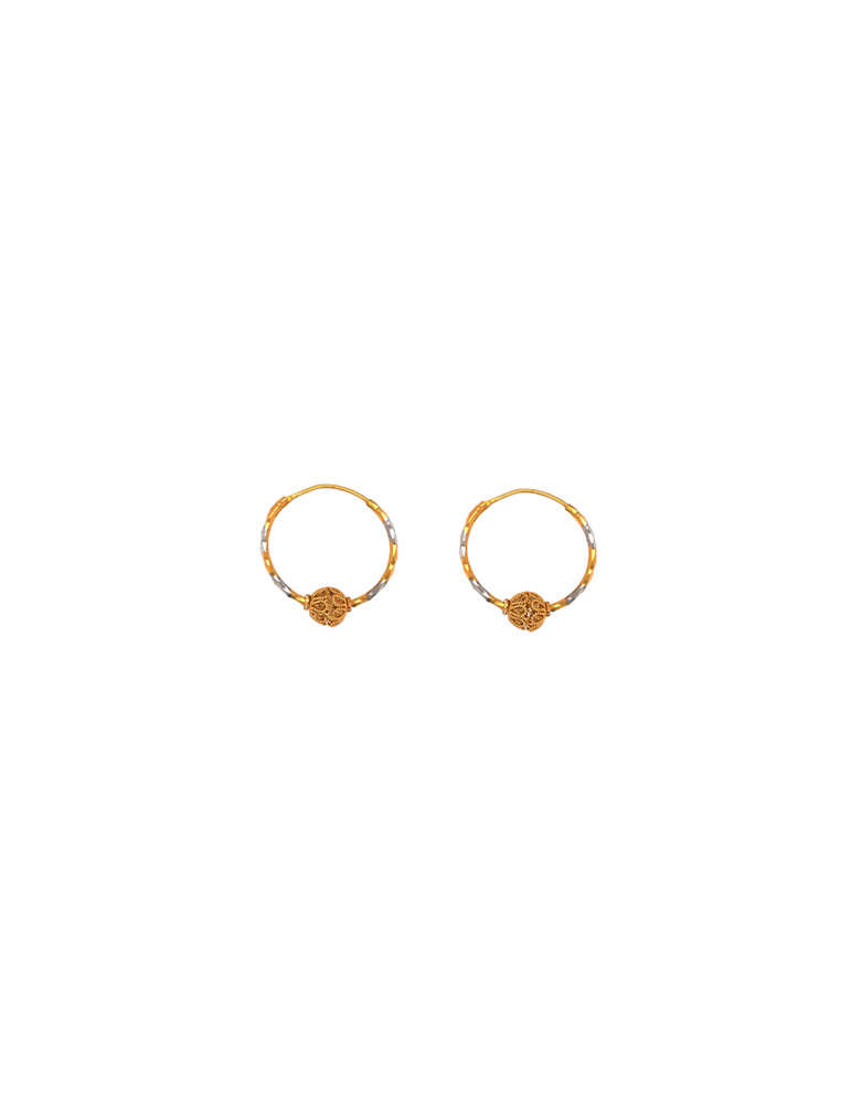 Gold  Rhodium Hoop 22 Karat