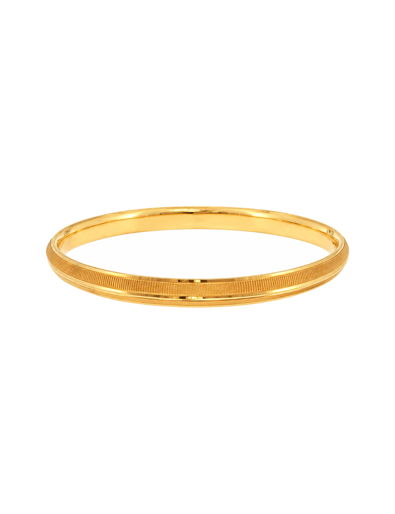 Minimal Ridge Gold Bangle - 22 Karat