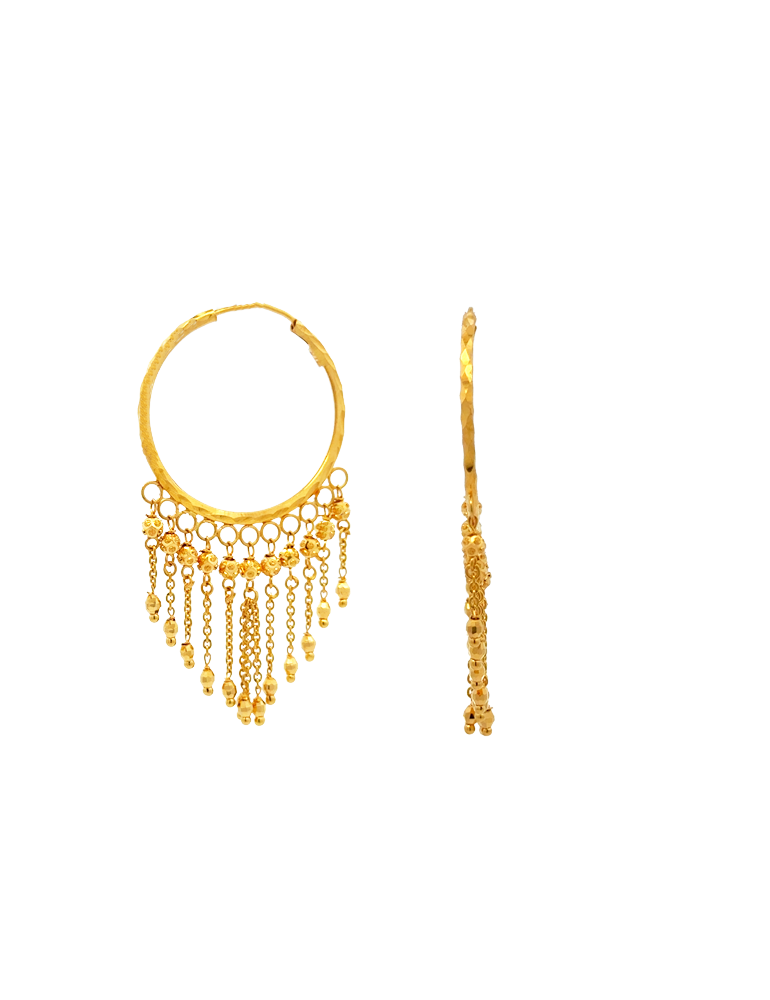 Gold Hoop Danglers - 22 Karat