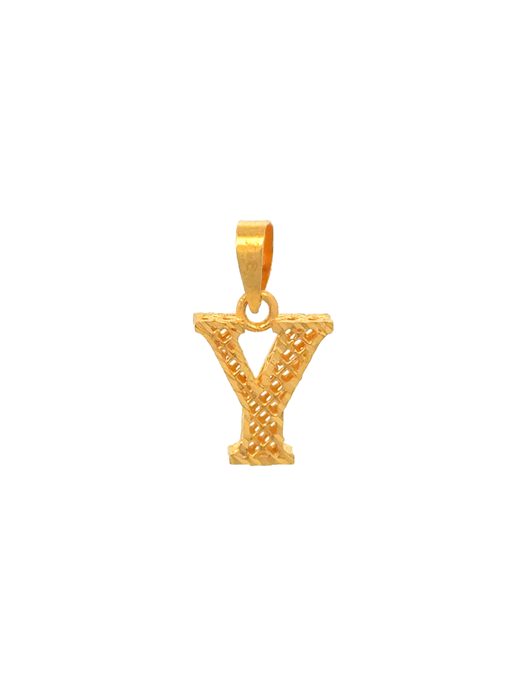 Gold Initial 'Y' Pendant - 22K