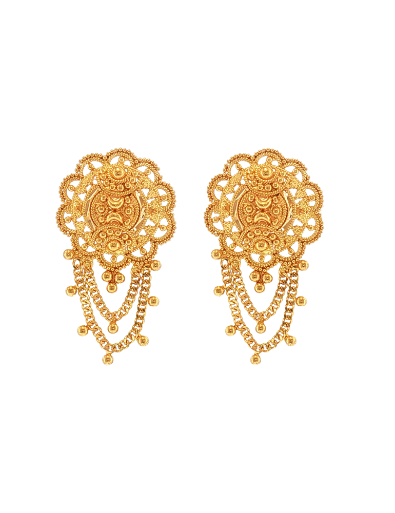 Kanika Heritage Chain Earrings - 22 Karat