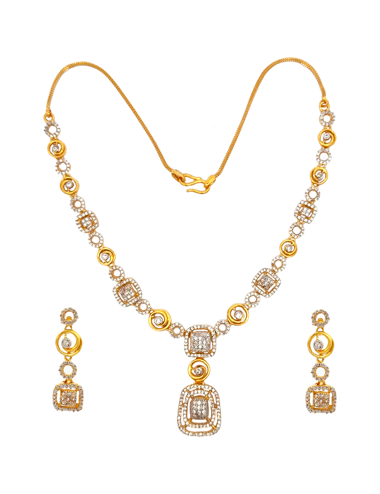 Gold NeckalceSet  with Earrings  - 22 Karat