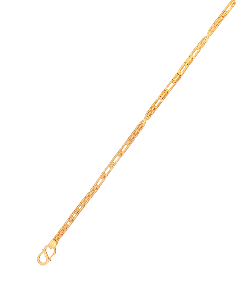 Slim Rectangular Link Gold Bracelet - 22 Karat