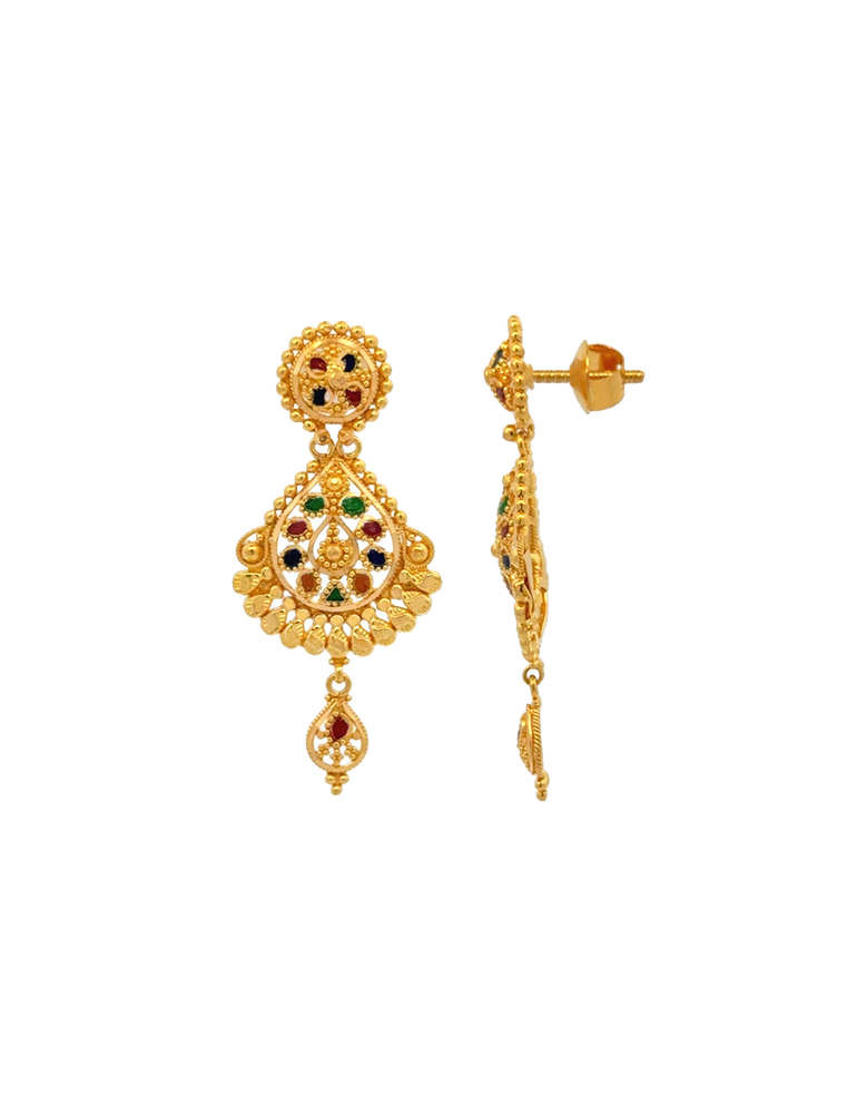 Traditional Gold Earrings - 22 Karat
