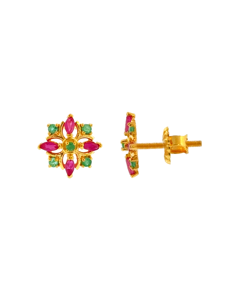 Gem Mosaic Bloom Earrings - 22 Karat