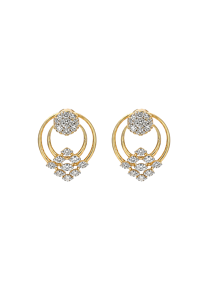 Floral Arc Diamond Studs - 18 Karat