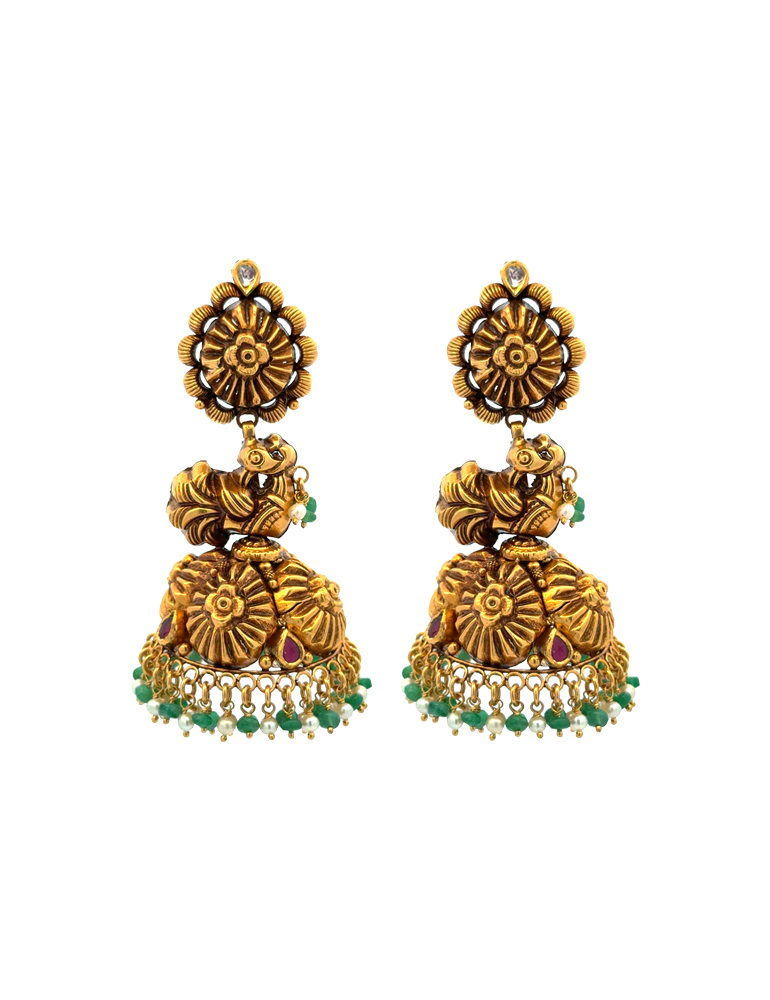 Lakshmi Devi Temple Necklace Set in 22K