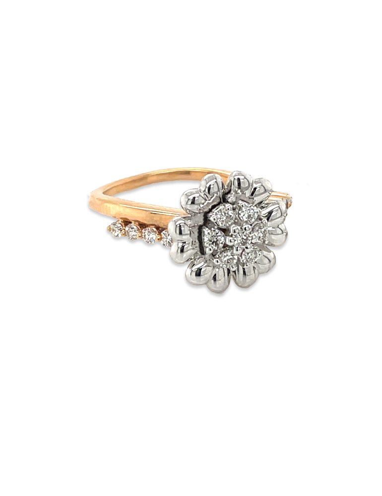 Diamond Rose Gold Flower design Ring in 18 Karat