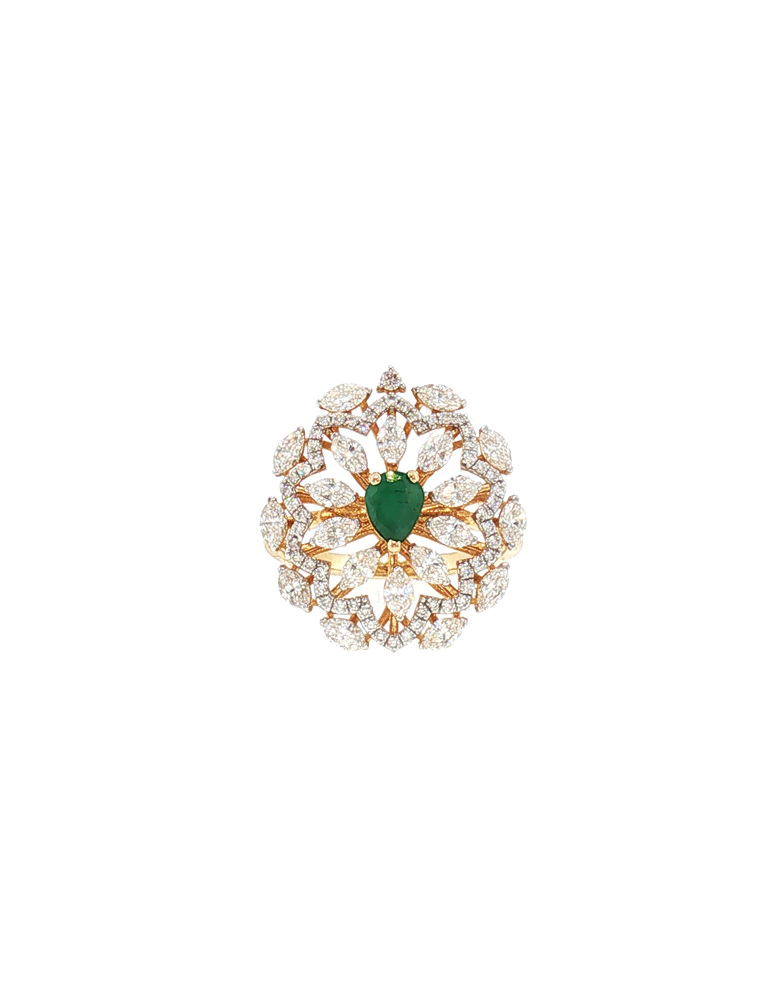 Roselle Emerald Diamond Ring -  14 Karat