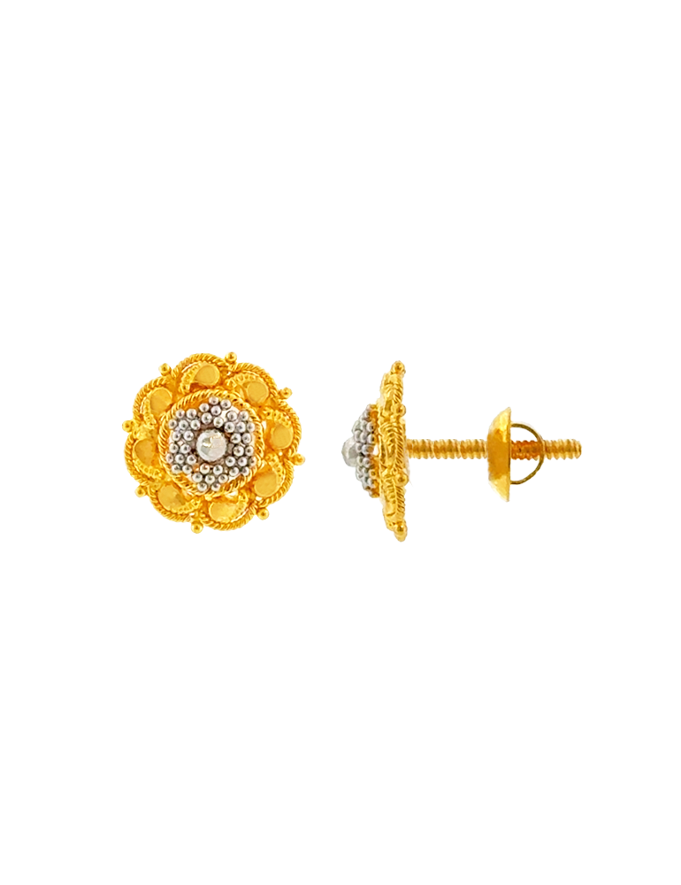 Swarna Pushpa Gold Stud Earrings - 22 Karat