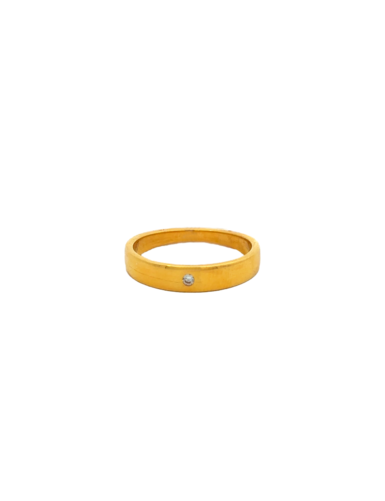 Unisex Gold CZ Solitaire Band - 22 Karat