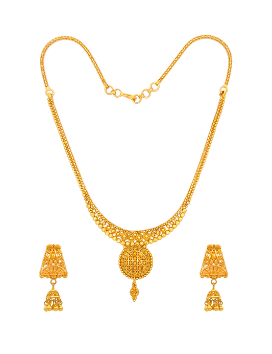 Kanika Beadcrest Pendant Necklace Set with Earrings 22 Karat