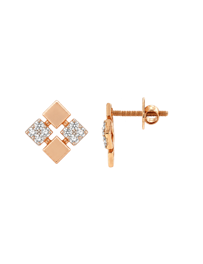 Rosé Quadrant Diamond Studs - 18 Karat
