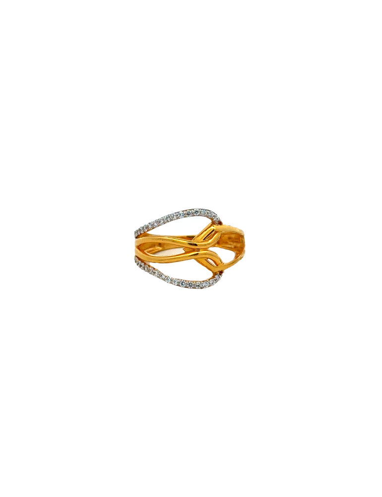 Elegant CZ Gold Ring In 22K