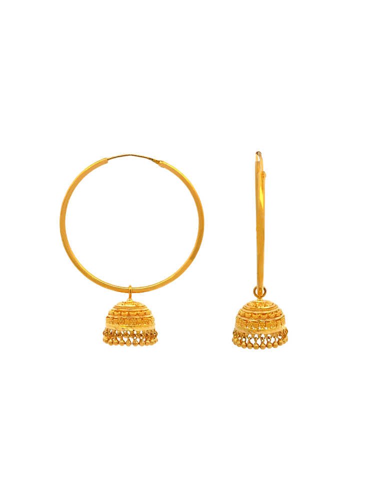 Classic Single Jhumka Drop Hoop - 22 Karat