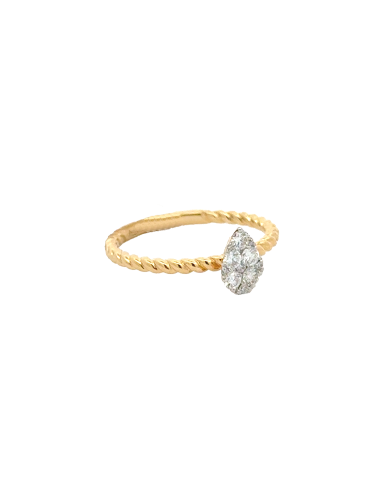 Diamond Yellow Gold Ring - 18 Kt