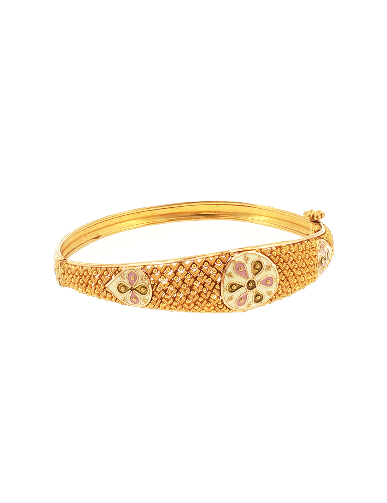 Chitrangi Floral Gold Kada - 22 Kt