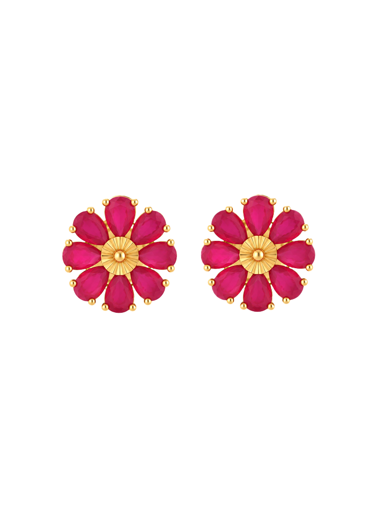 Ruby Daisy Gold Jewelry Set - 22 Karat