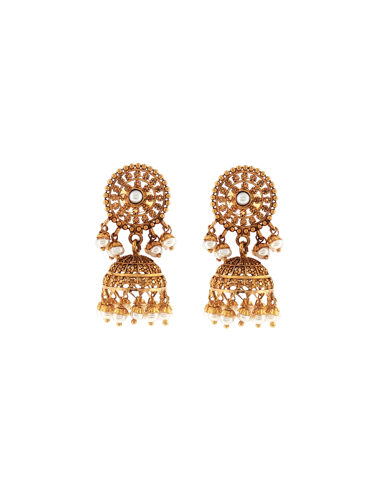 Chandni Antique Dome Earrings - 22 Karat