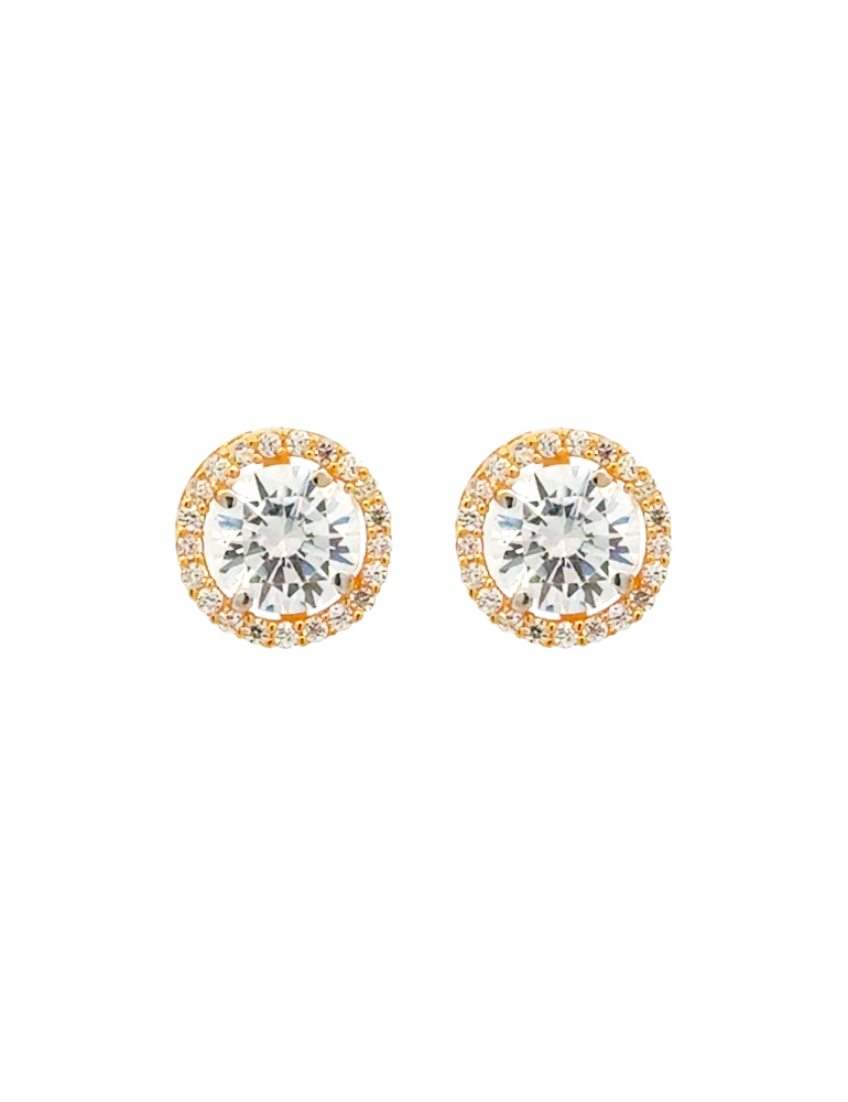 Solitaire Halo Gold Pendant Set - 22 Karat