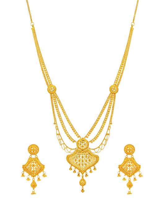 Vilasita Cascade Necklace Set with Earrings 22 Karat