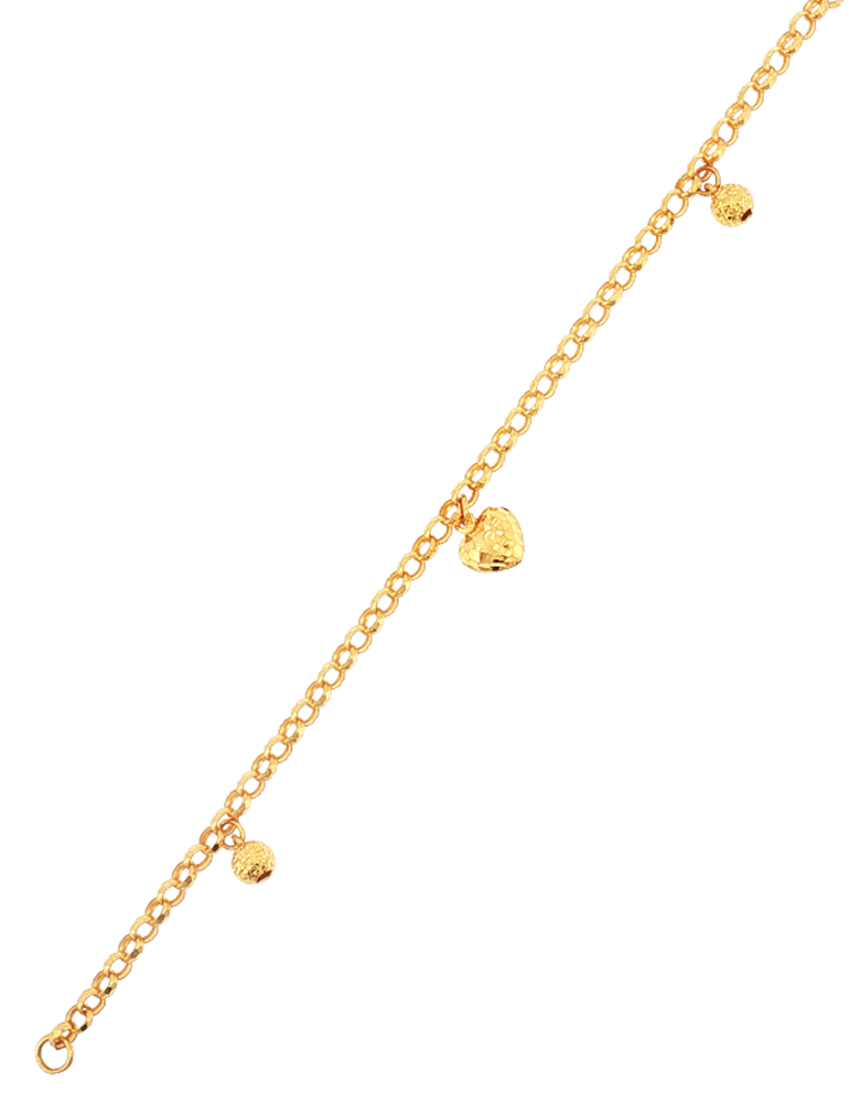 Textured Love Charm Bracelet - 22 Karat