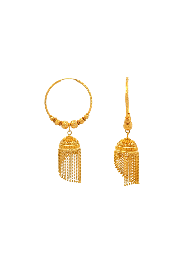 Gold Hoop Danglers - 22 Karat