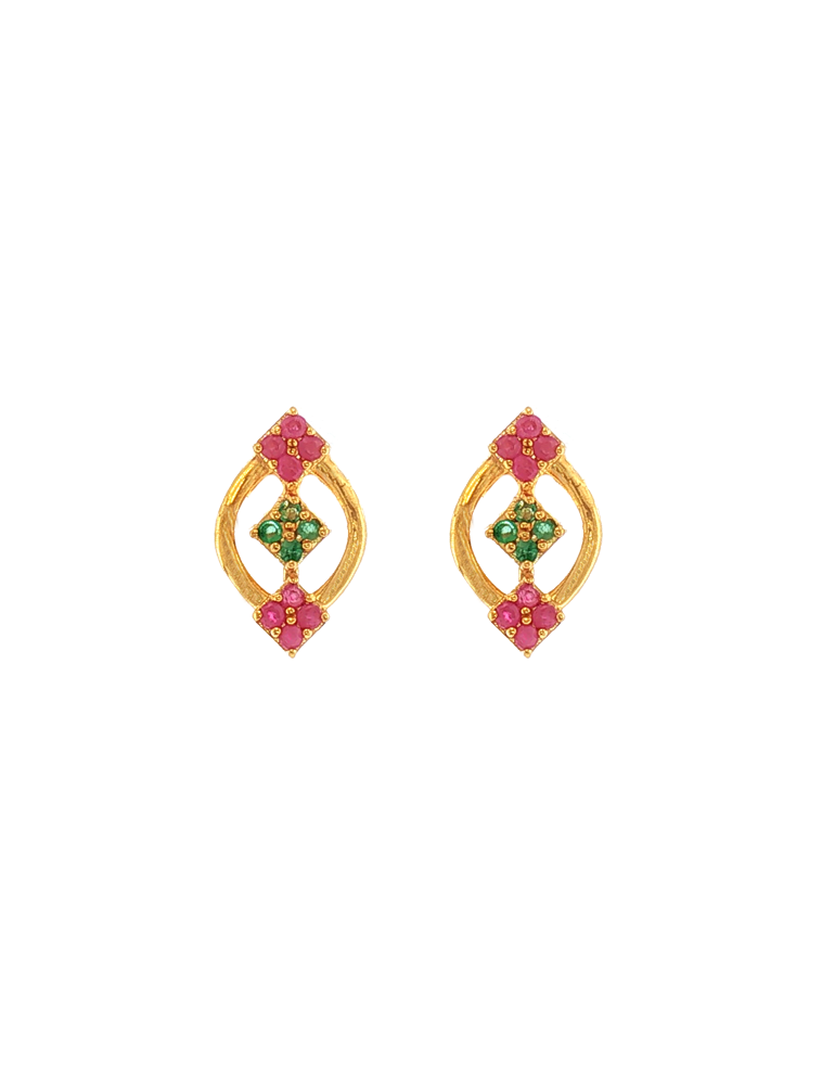 Riva Ruby Emerald Studs - 22 Karat