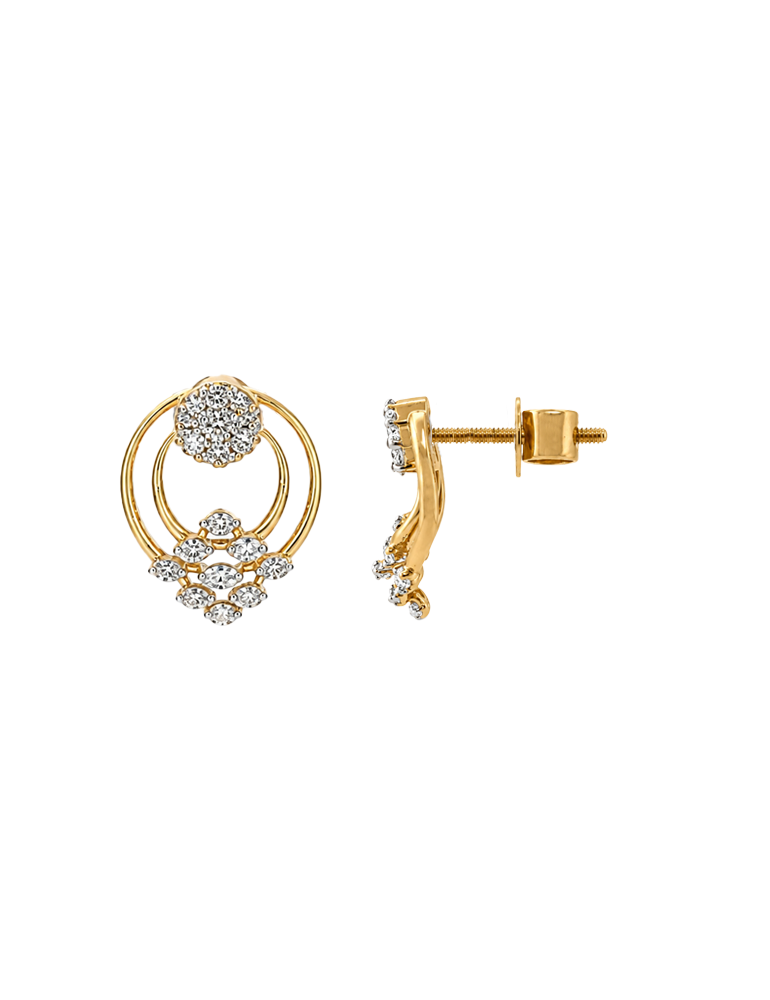 Floral Arc Diamond Studs - 18 Karat