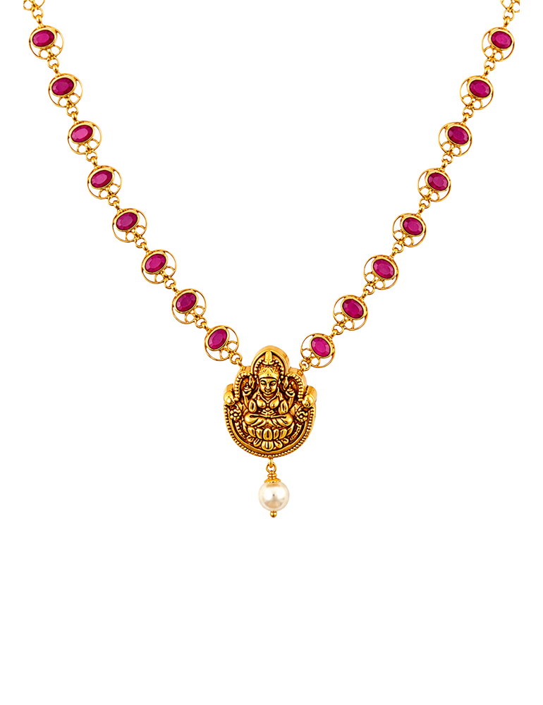 Mahalakshmi Ruby Haar Set - 22 Kt