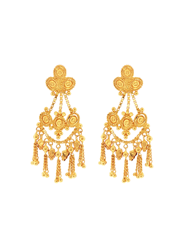 Rajwada Cascade Gold Earrings - 22 Karat