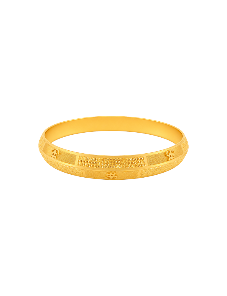 Carved OM Legacy Gold Kara - 22 Karat