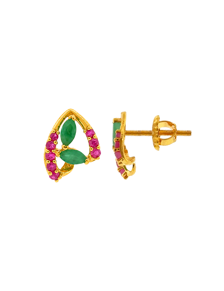 Noorleaf Gemstone Earrings - 22 Karat