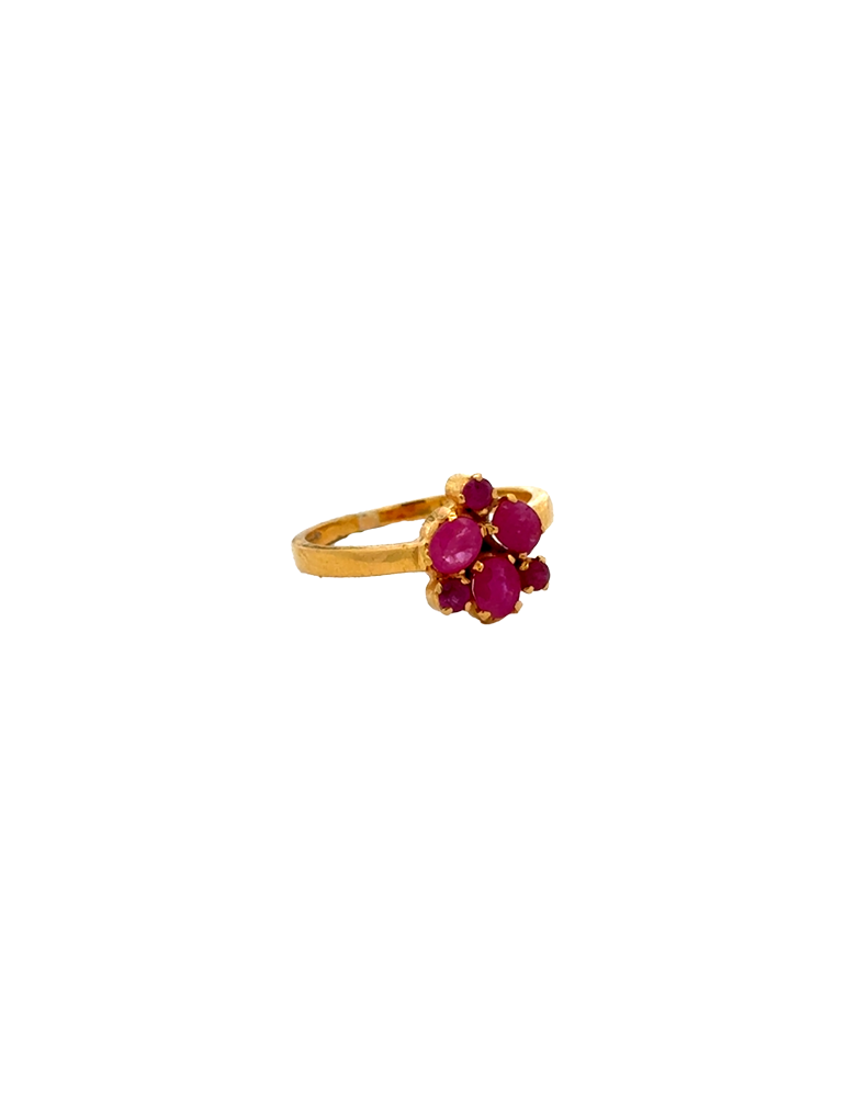 Elegant Ruby Gold Ring In 22K