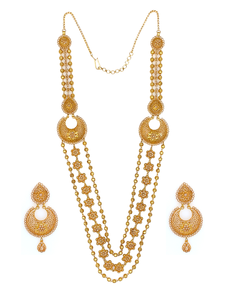 Gold Necklace Set with Earrings 22 Karat