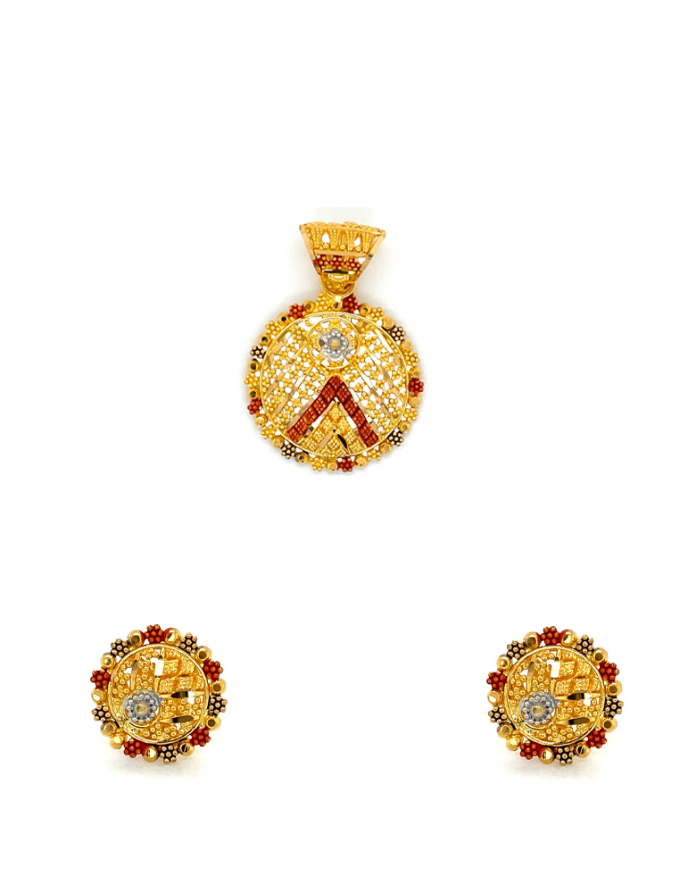 Colored Enamel Pendant Set 22 Karat