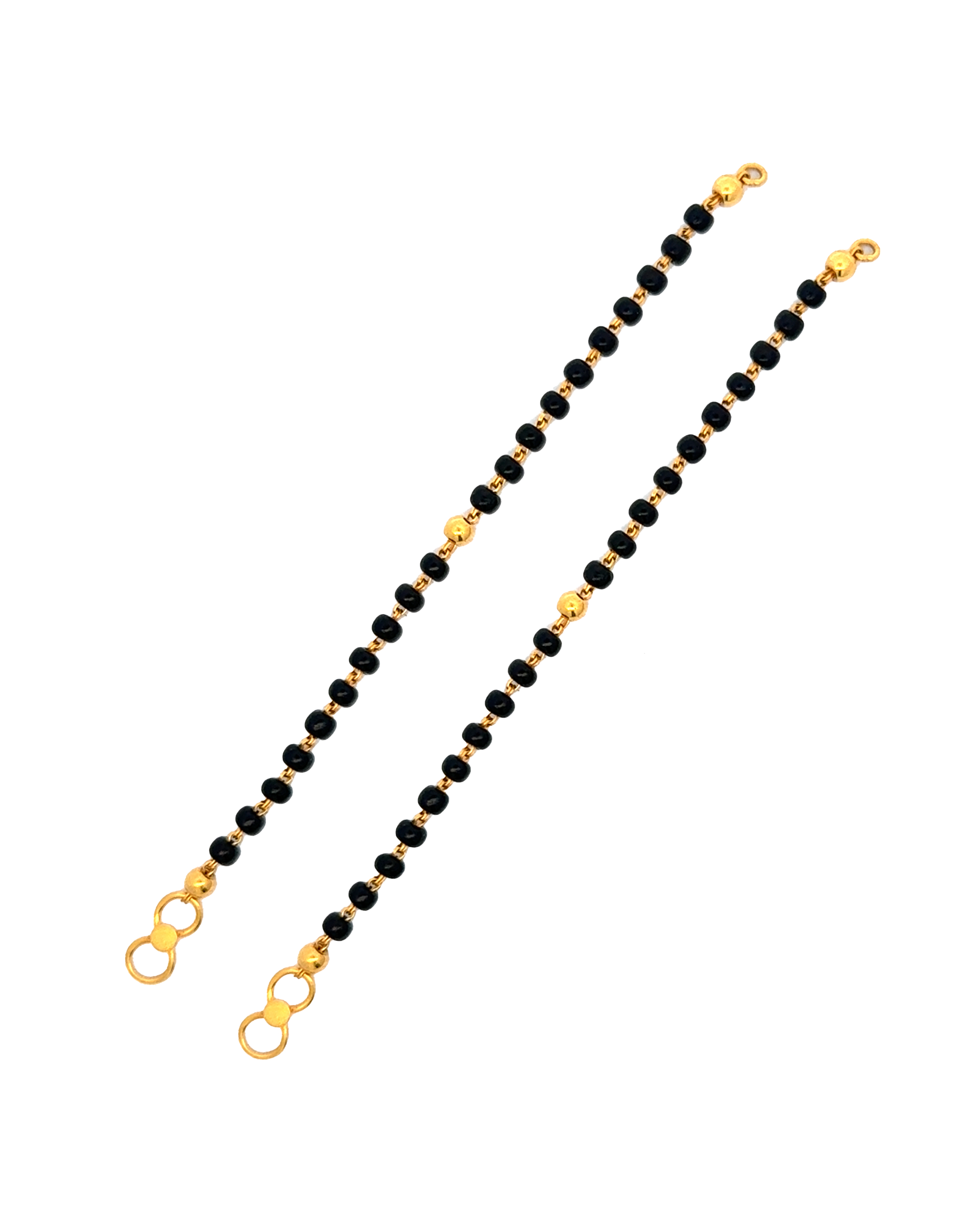 A Pair of Black-Beads Gold Bracelet - 22 Karat
