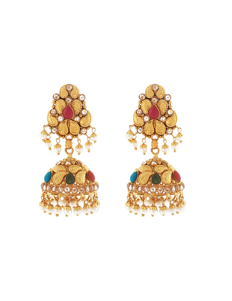 Maharani Navrang Jhumkas - 22 Karat