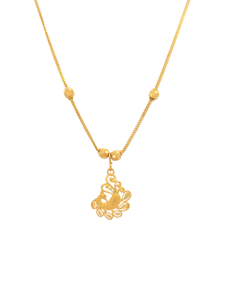 Pecock Elegance in Gold Chain - 22 Karat