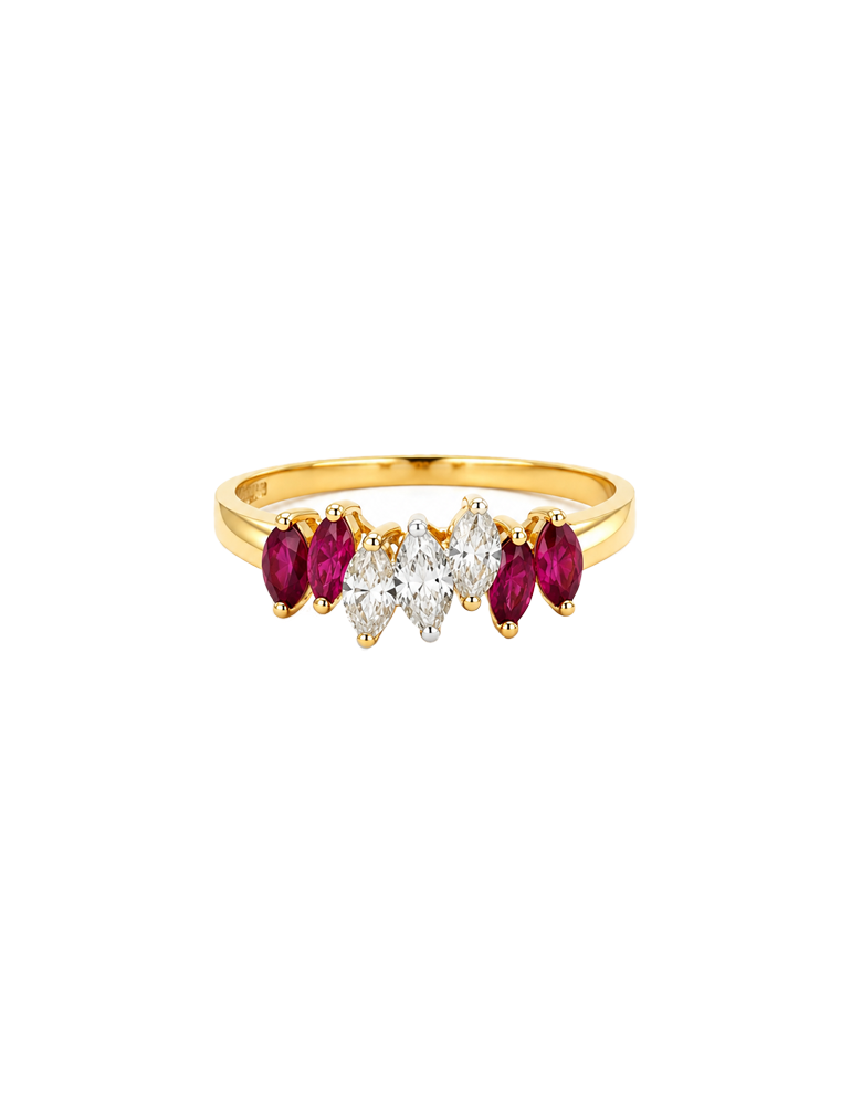 Crimson Petal Diamond Ring - 14 Karat