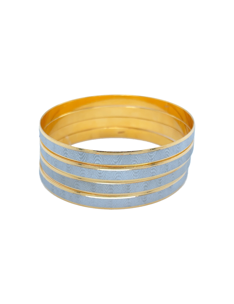 Sleek Two-tone Embossed Gold Bangles 22 Karat Set Of 4