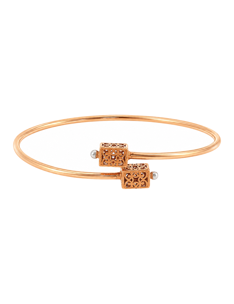 Ornate Cube Cuff Bracelet - 22 Karat