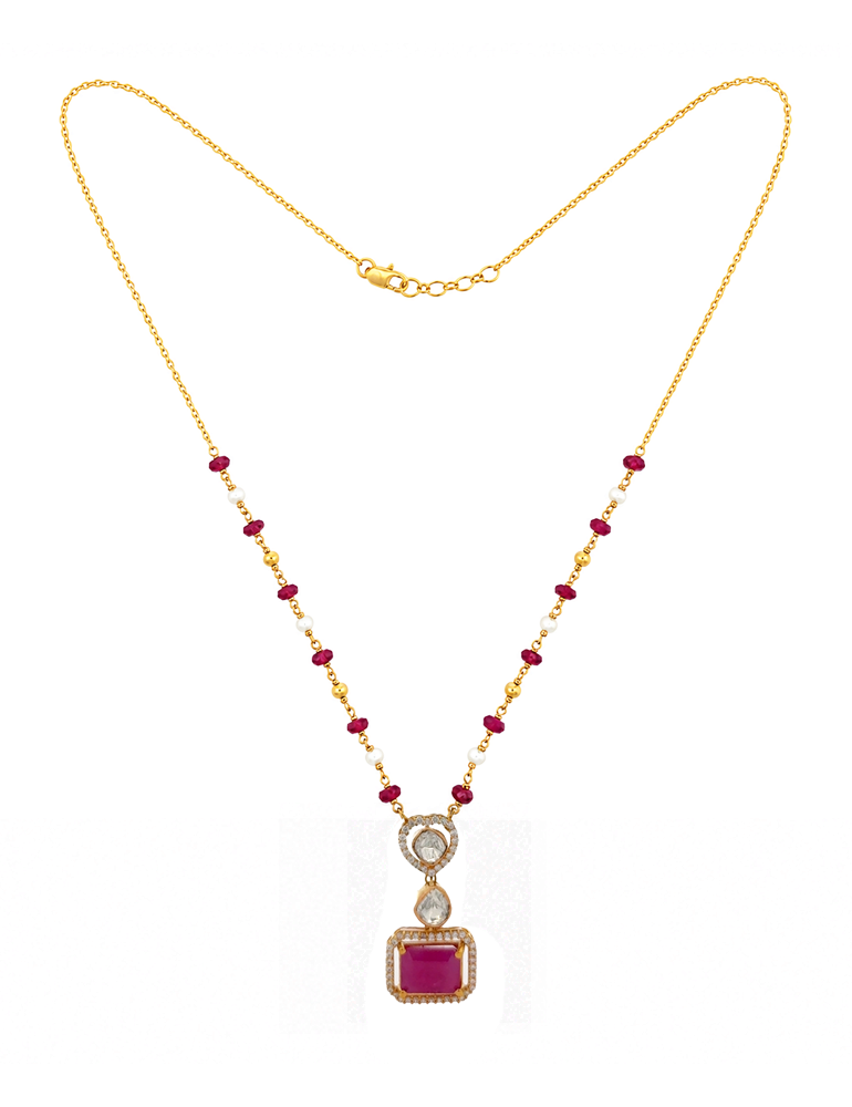 Ruby Luxe Pendant Necklace - 22 Kt