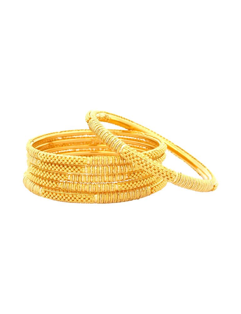 Regal Patterned 22K Gold Bangles - Set of 6